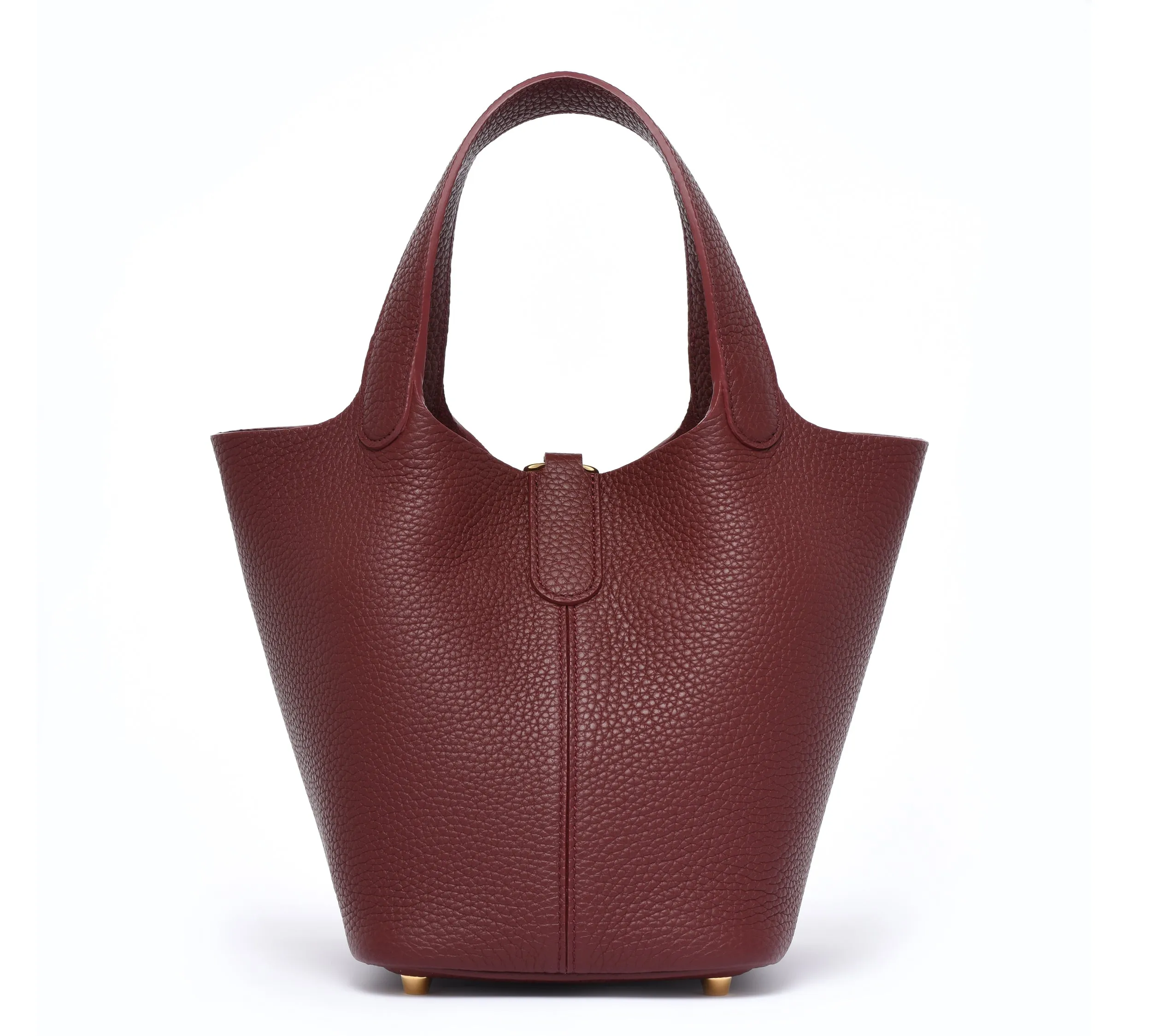 Josette - Versatile Bucket Bag - Grained Cowhide - BURGUNDY