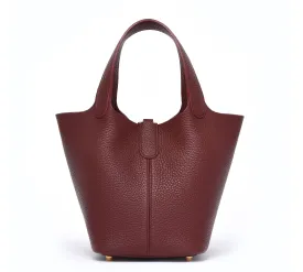Josette - Versatile Bucket Bag - Grained Cowhide - BURGUNDY