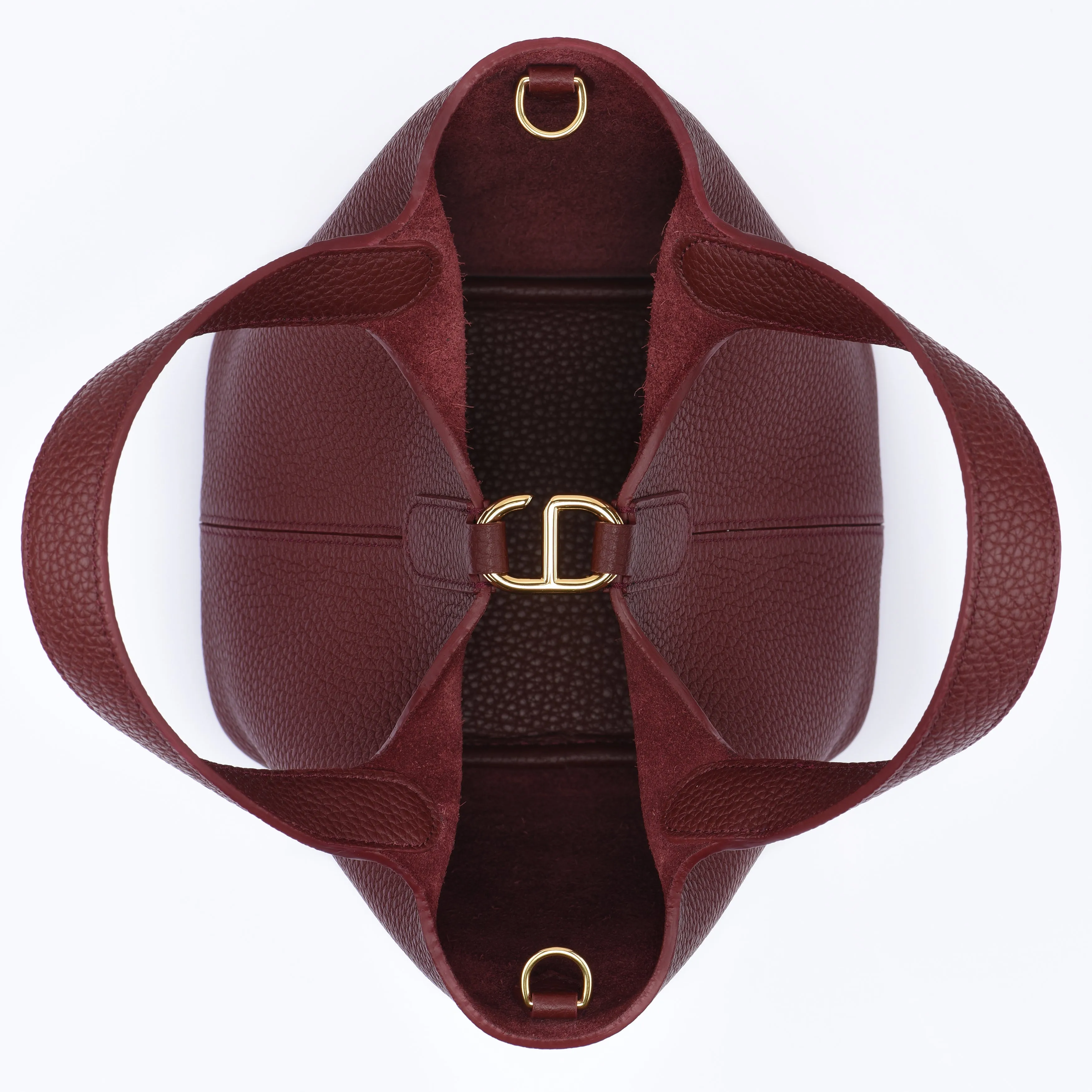 Josette - Versatile Bucket Bag - Grained Cowhide - BURGUNDY