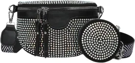 LABANCA Women Rivet Studded Zipper Pocket Shoulder Purse Faux Leather Waist Packs Rave Chest Bag Festival Fanny Bag Purse (07102 Colorful)