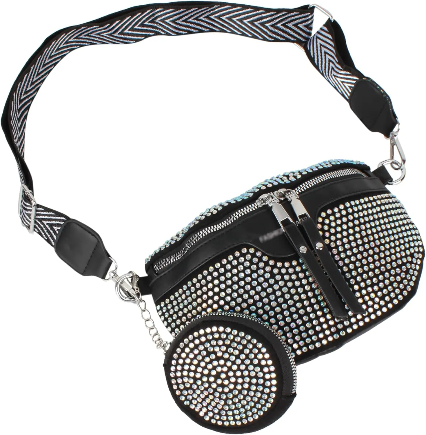 LABANCA Women Rivet Studded Zipper Pocket Shoulder Purse Faux Leather Waist Packs Rave Chest Bag Festival Fanny Bag Purse (07102 Colorful)