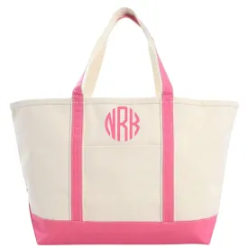 Large Canvas Monogrammed Boat Tote Bag