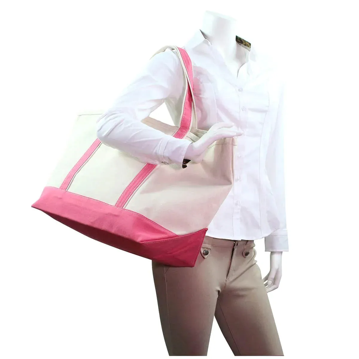 Large Canvas Monogrammed Boat Tote Bag