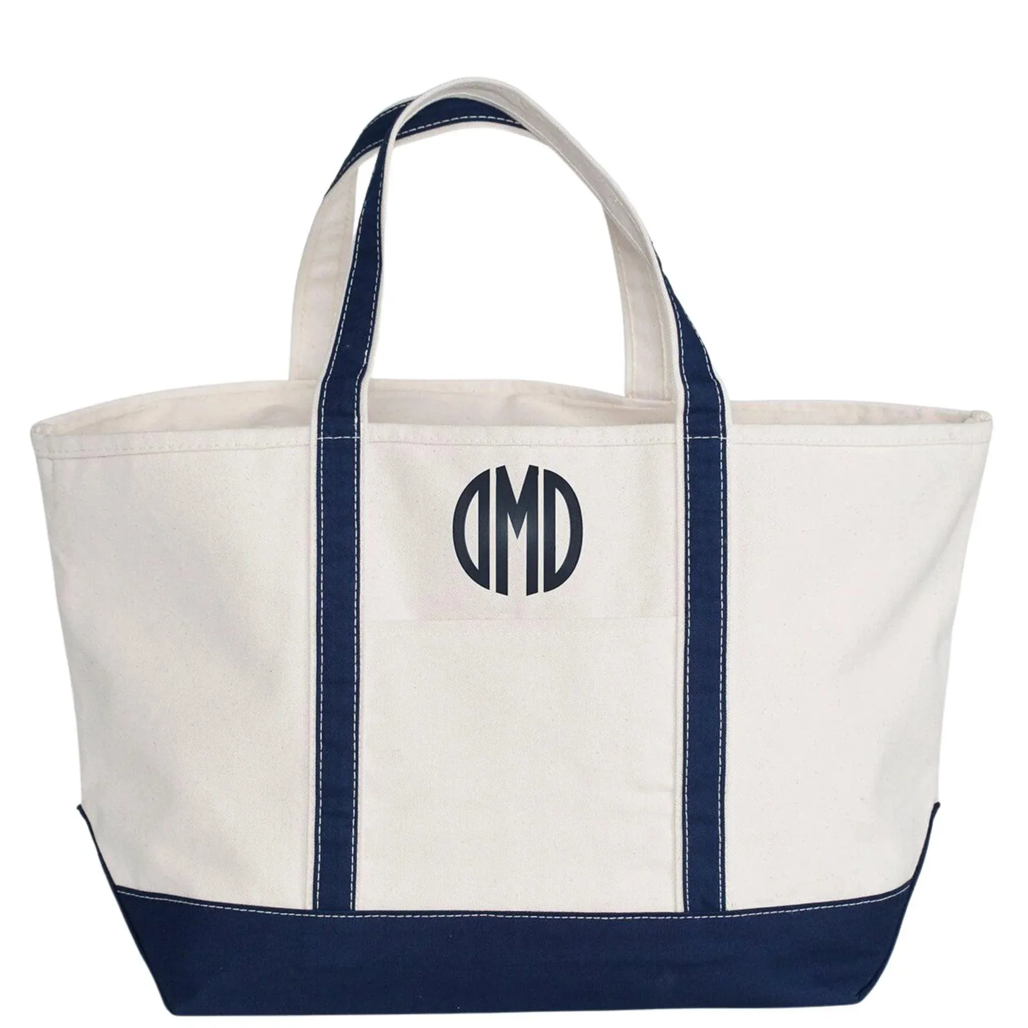 Large Canvas Monogrammed Boat Tote Bag