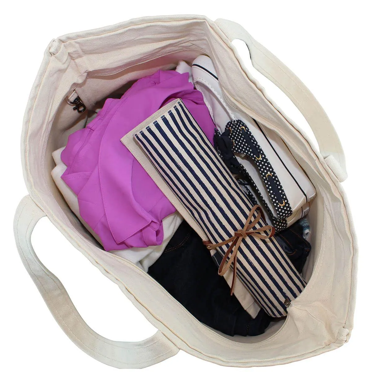 Large Canvas Monogrammed Boat Tote Bag
