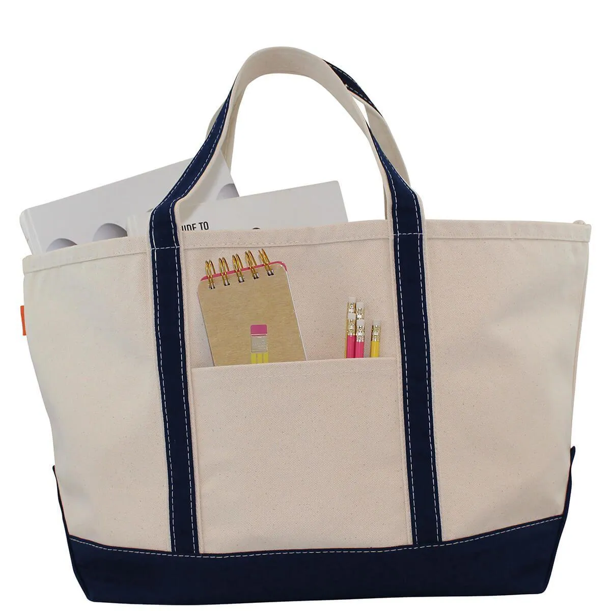 Large Canvas Monogrammed Boat Tote Bag