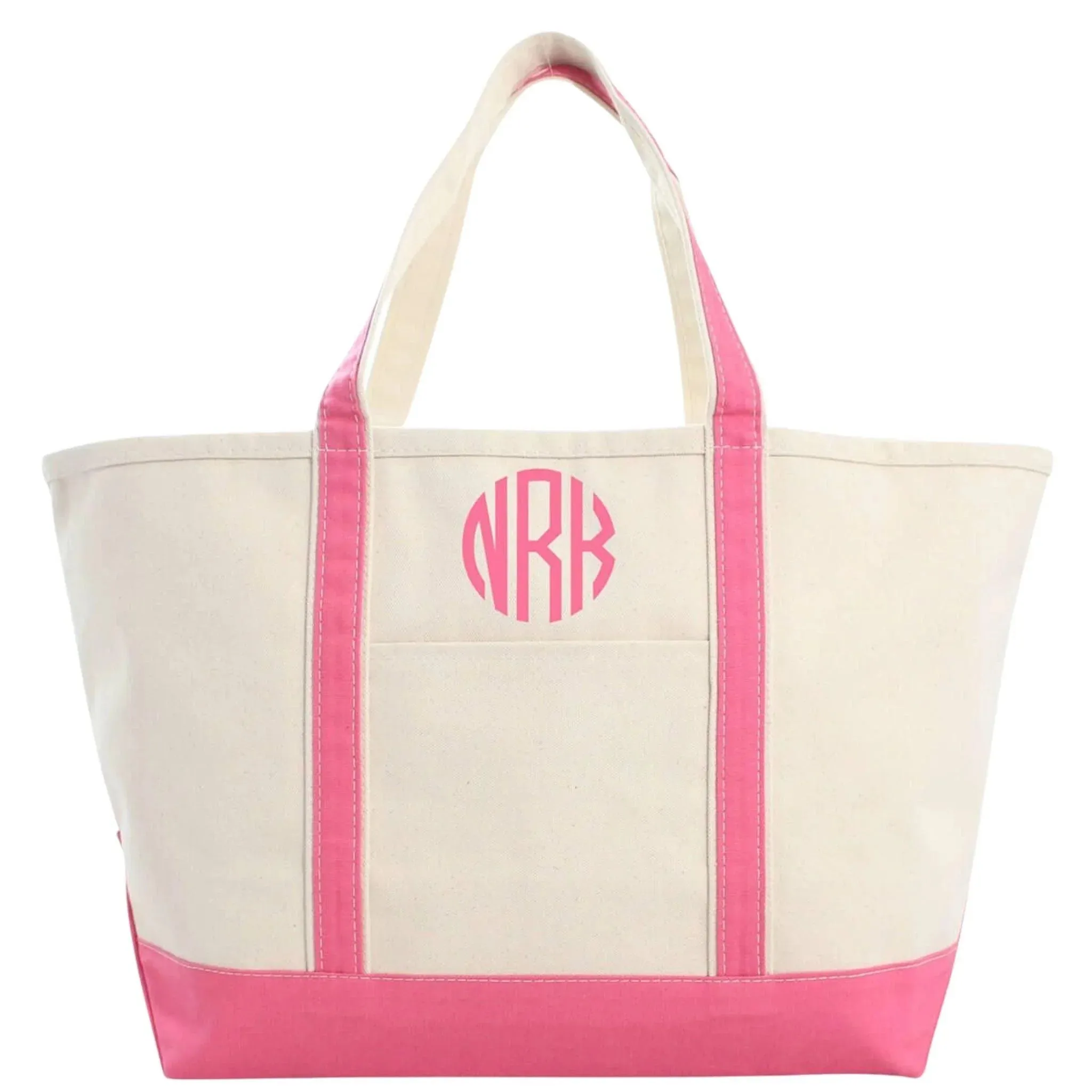Large Canvas Monogrammed Boat Tote Bag