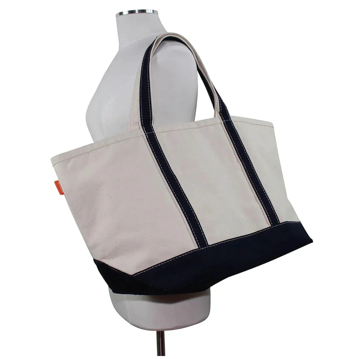 Large Canvas Monogrammed Boat Tote Bag