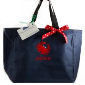Light Weight Personalized Tote Bags with Preppy Icon Crab -Choose Color