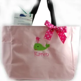 Light Weight Preppy Monogrammed Tote Bags-Whale