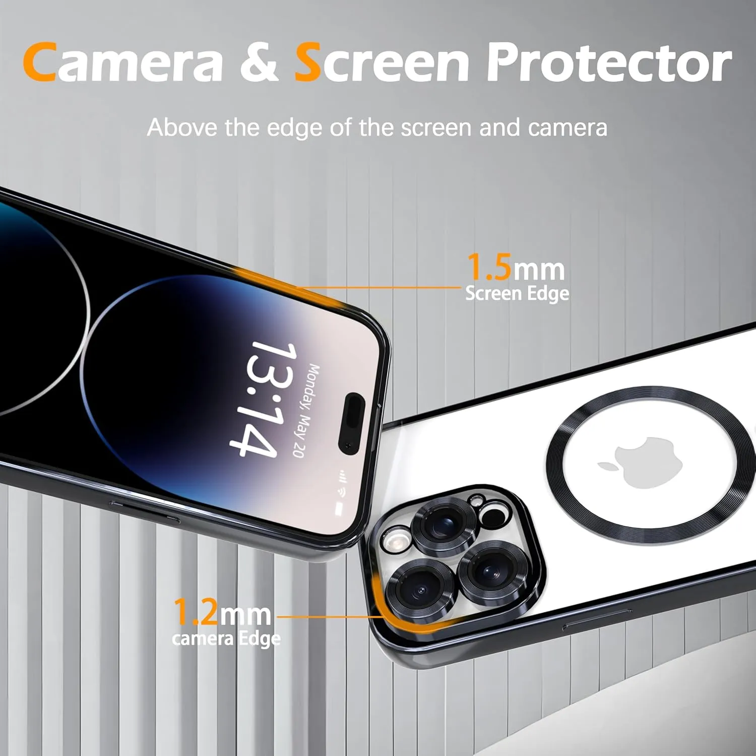 Magnetic Clear Case for iPhone 15 Pro Max with Full Camera Lens Protection,Compatible with MagSafe,Plating Soft TPU Phone Case,Anti-Scratch Shockproof Slim Cover for Women Gilrs Men - Black