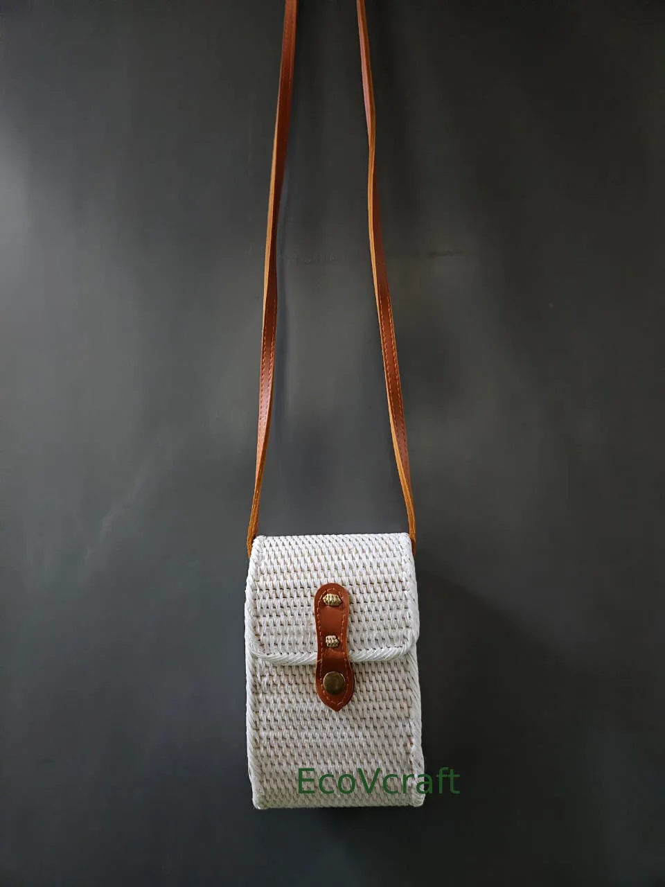 Mobile Wallet White Rectangular Sling  Bag
