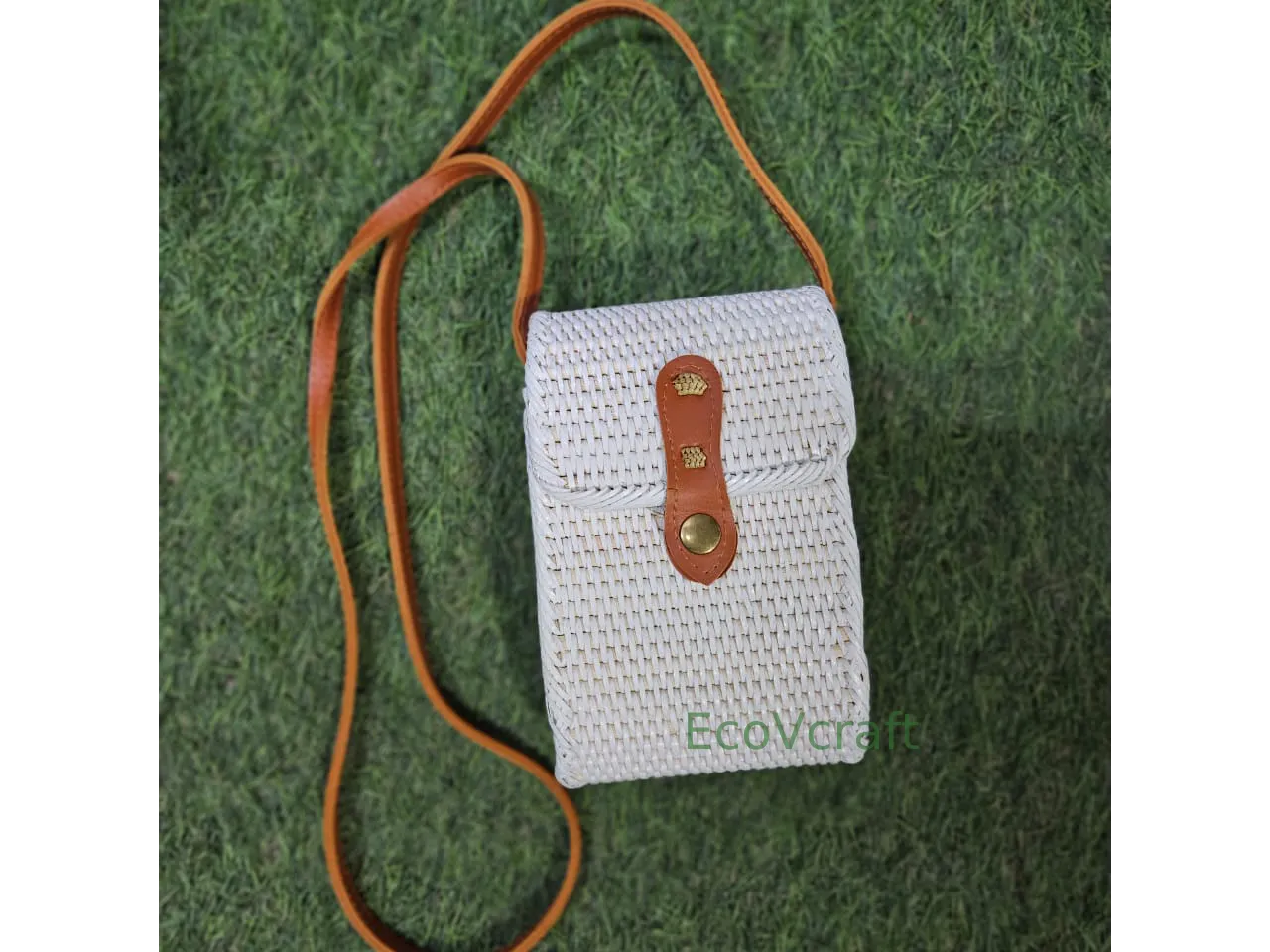 Mobile Wallet White Rectangular Sling  Bag