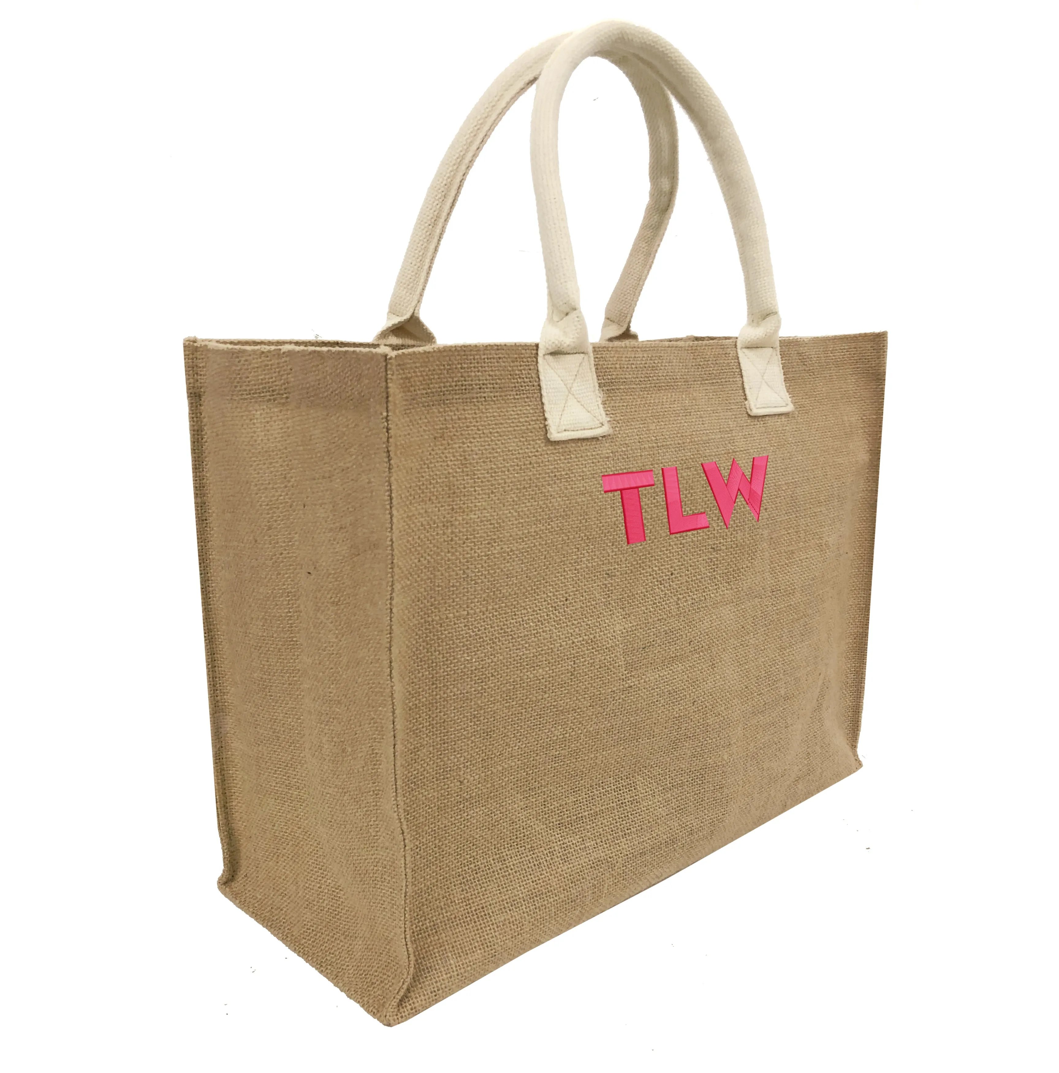 Monogrammed Burlap Beach Tote Bag