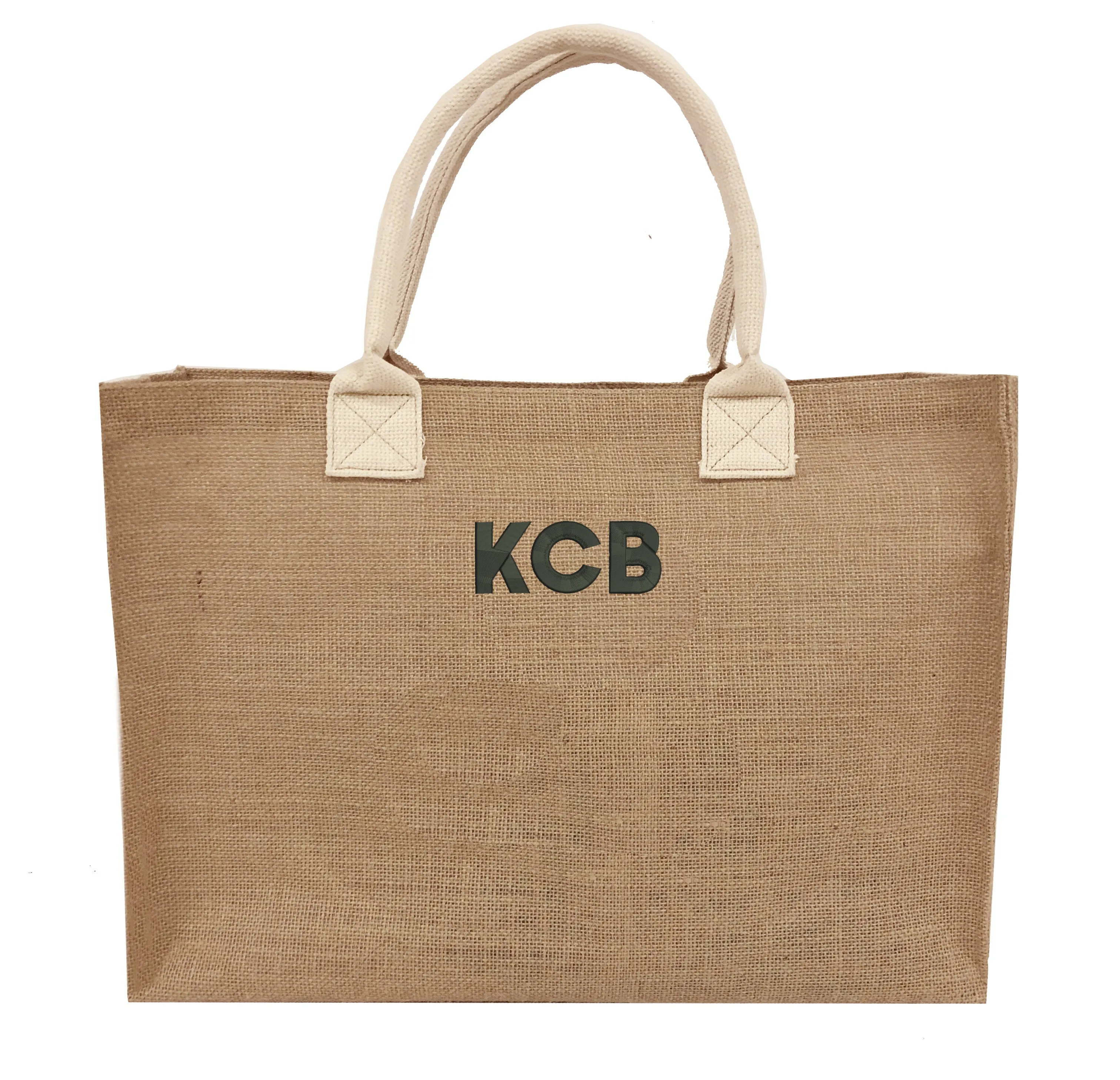 Monogrammed Burlap Beach Tote Bag