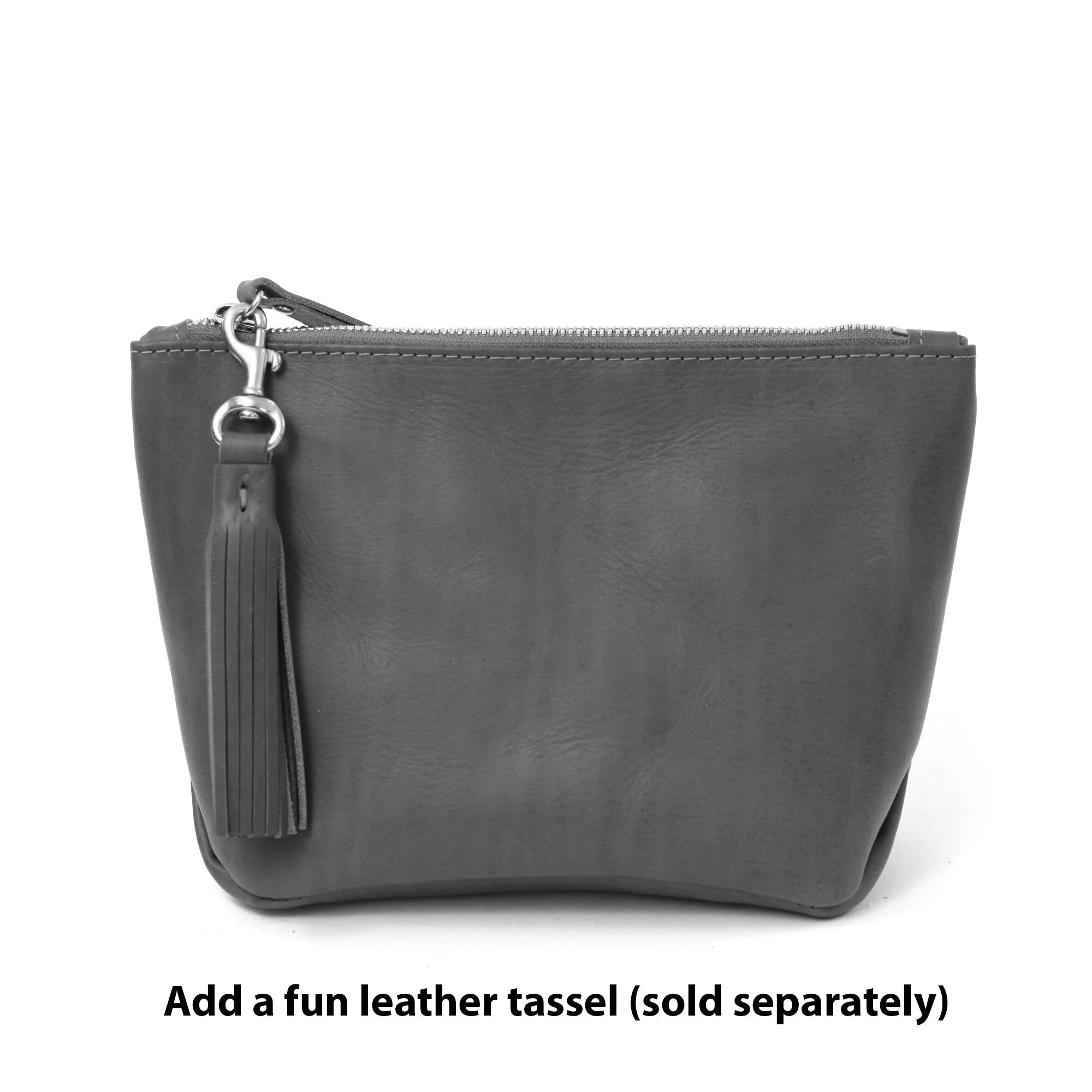 Monogrammed Leather Makeup Bag - Beige