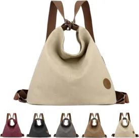 Multi Ways Convertible Canvas Shoulder Bag Tote Purse Backpack Crossbody Bags for Women Trendy Vintage Small Travel