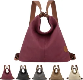 Multi Ways Convertible Canvas Shoulder Bag Tote Purse Backpack Crossbody Bags for Women Trendy Vintage Small Travel