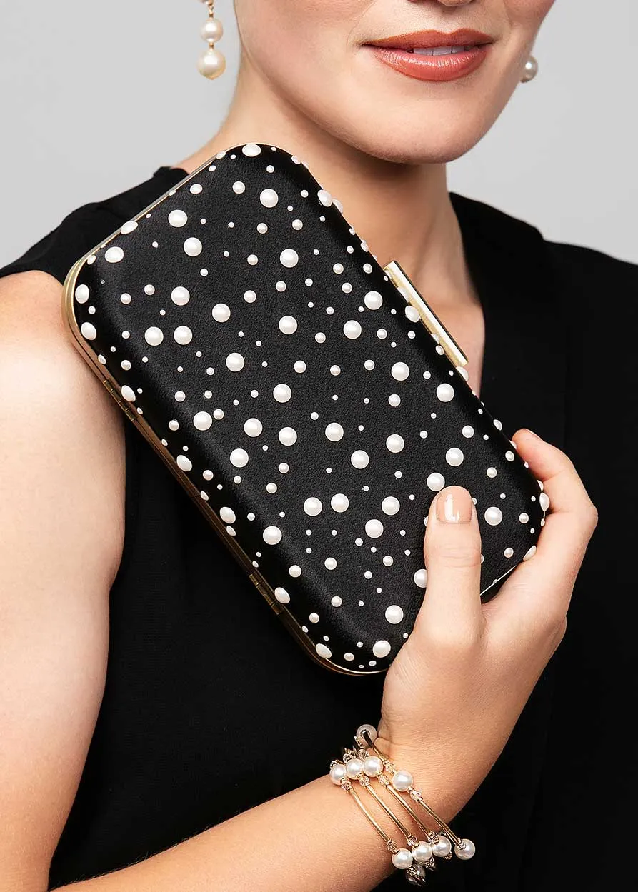 Octavia Pearl Polka Dot Clutch