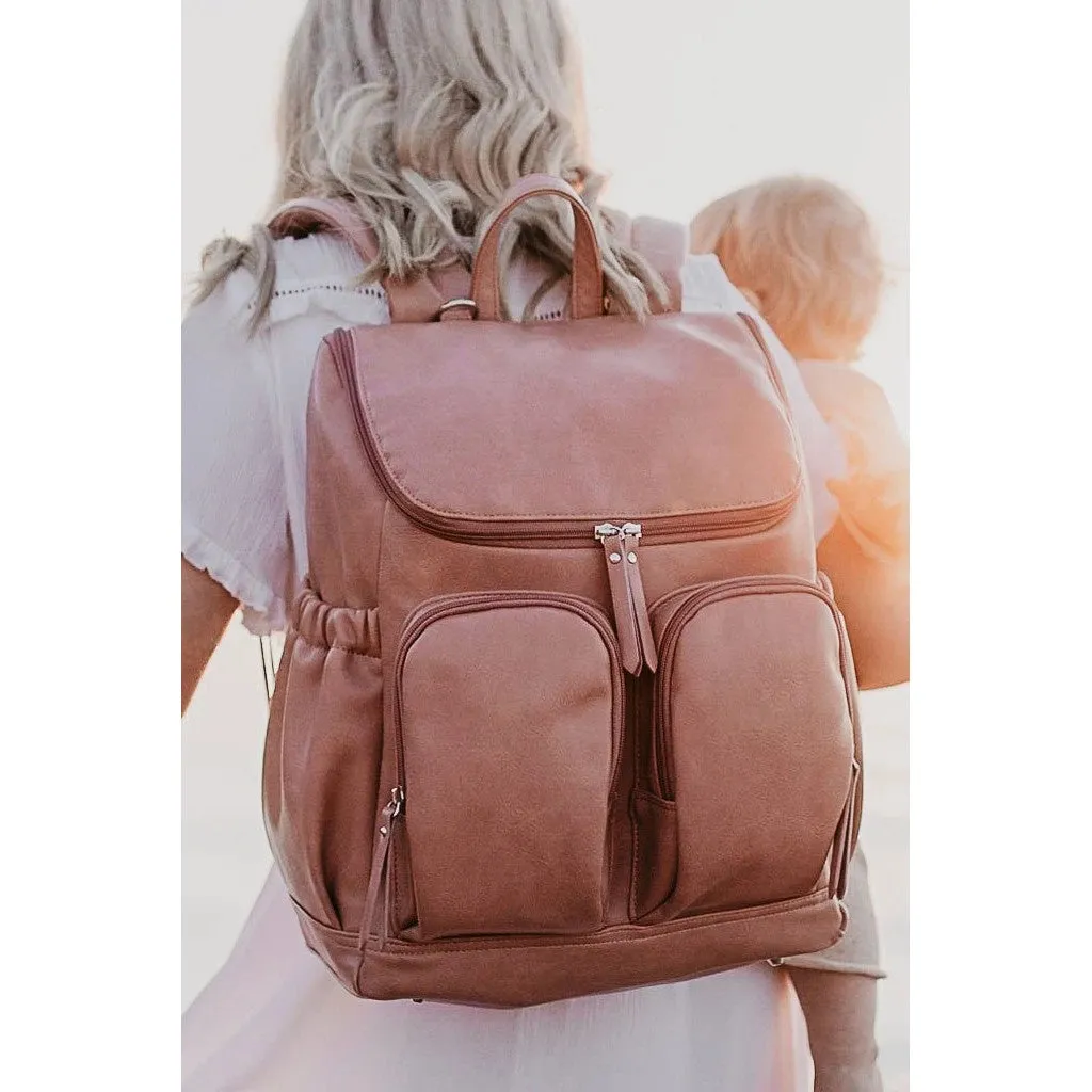 OiOi Faux Leather Nappy Backpack - Dusty Rose