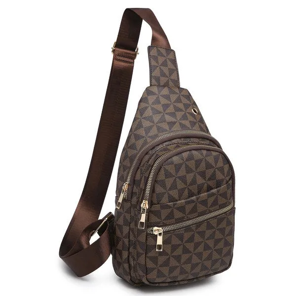 Olive Geometric Sling Backpack