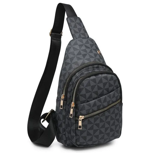 Olive Geometric Sling Backpack