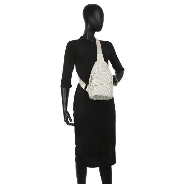 Olive Geometric Sling Backpack