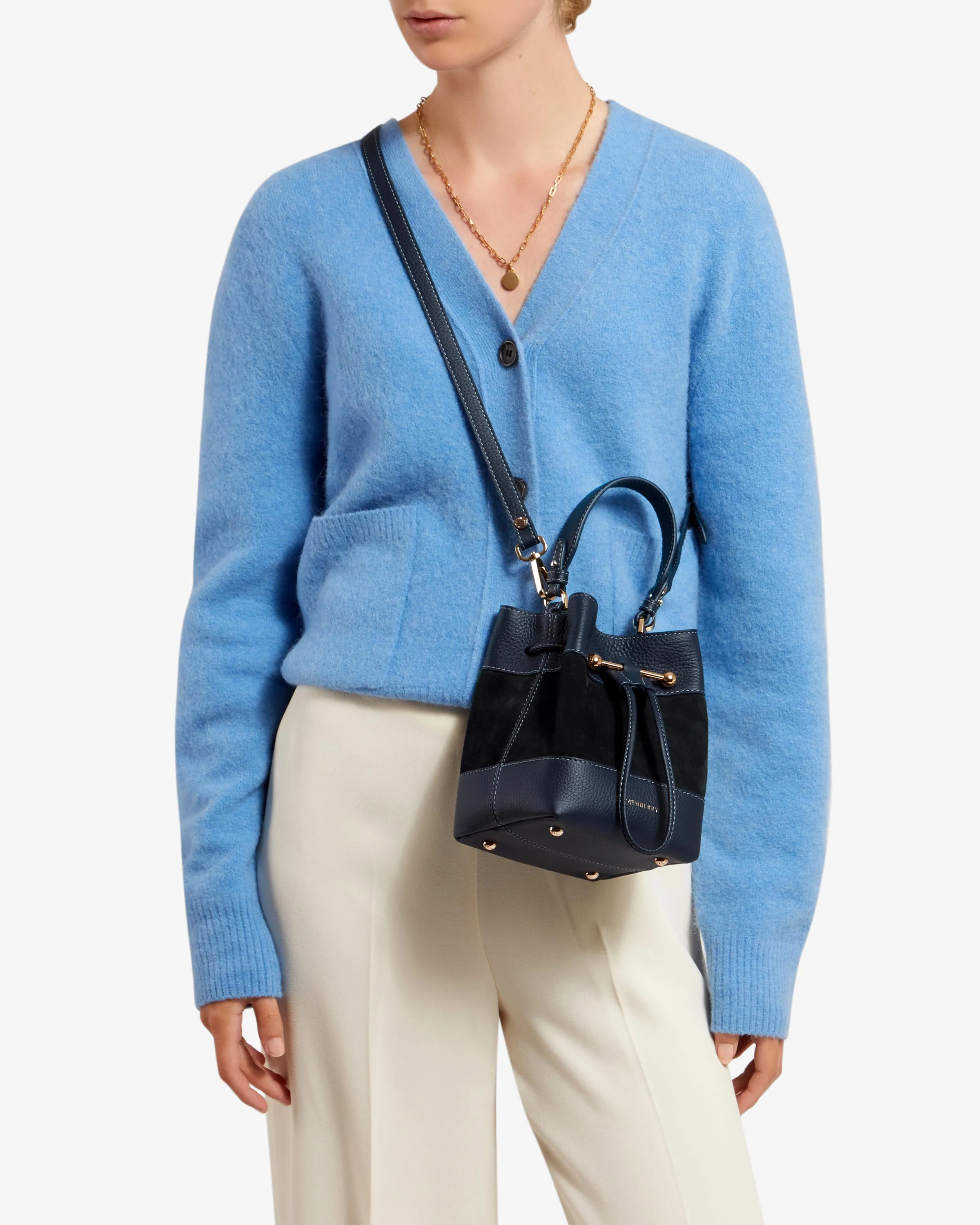 Osette - Leather/Suede Navy with Grey Stitch