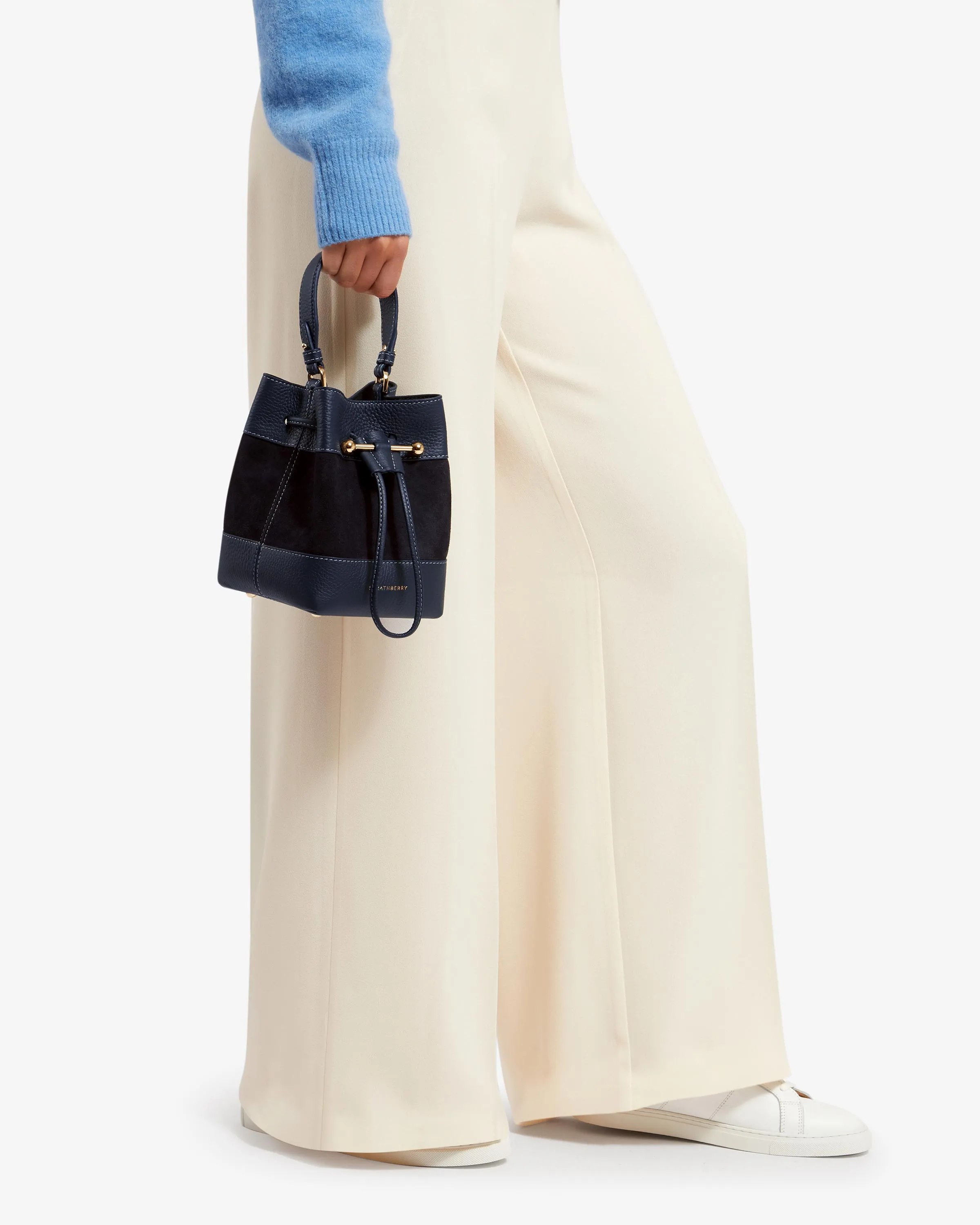 Osette - Leather/Suede Navy with Grey Stitch