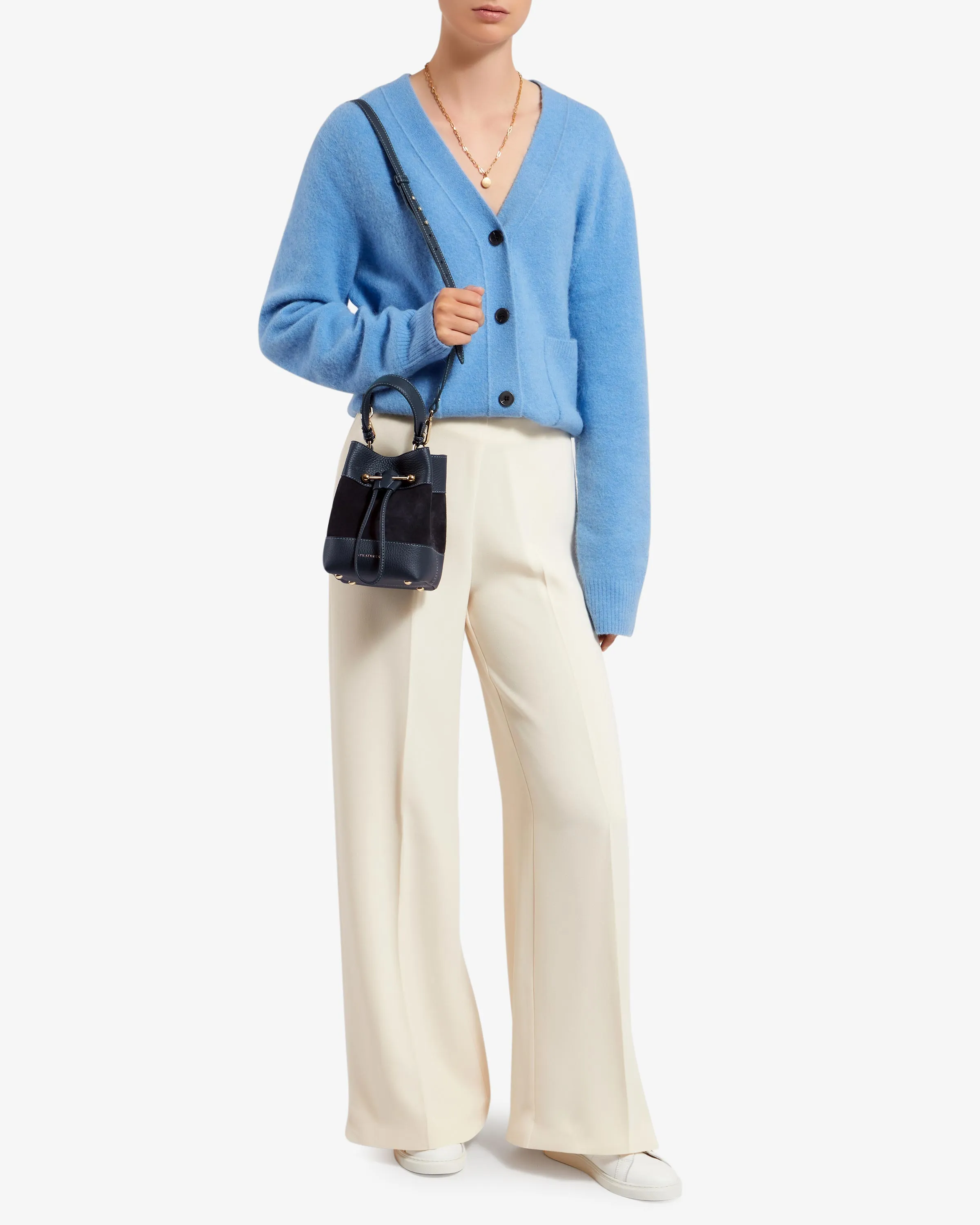 Osette - Leather/Suede Navy with Grey Stitch