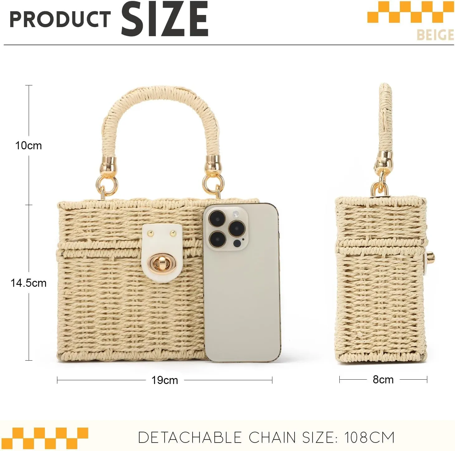 Oweisong Rattan Purse for Women Summer Straw Tote Handbag Woven Bakset Crossbody Bag Trendy Beach Top Handle Bag