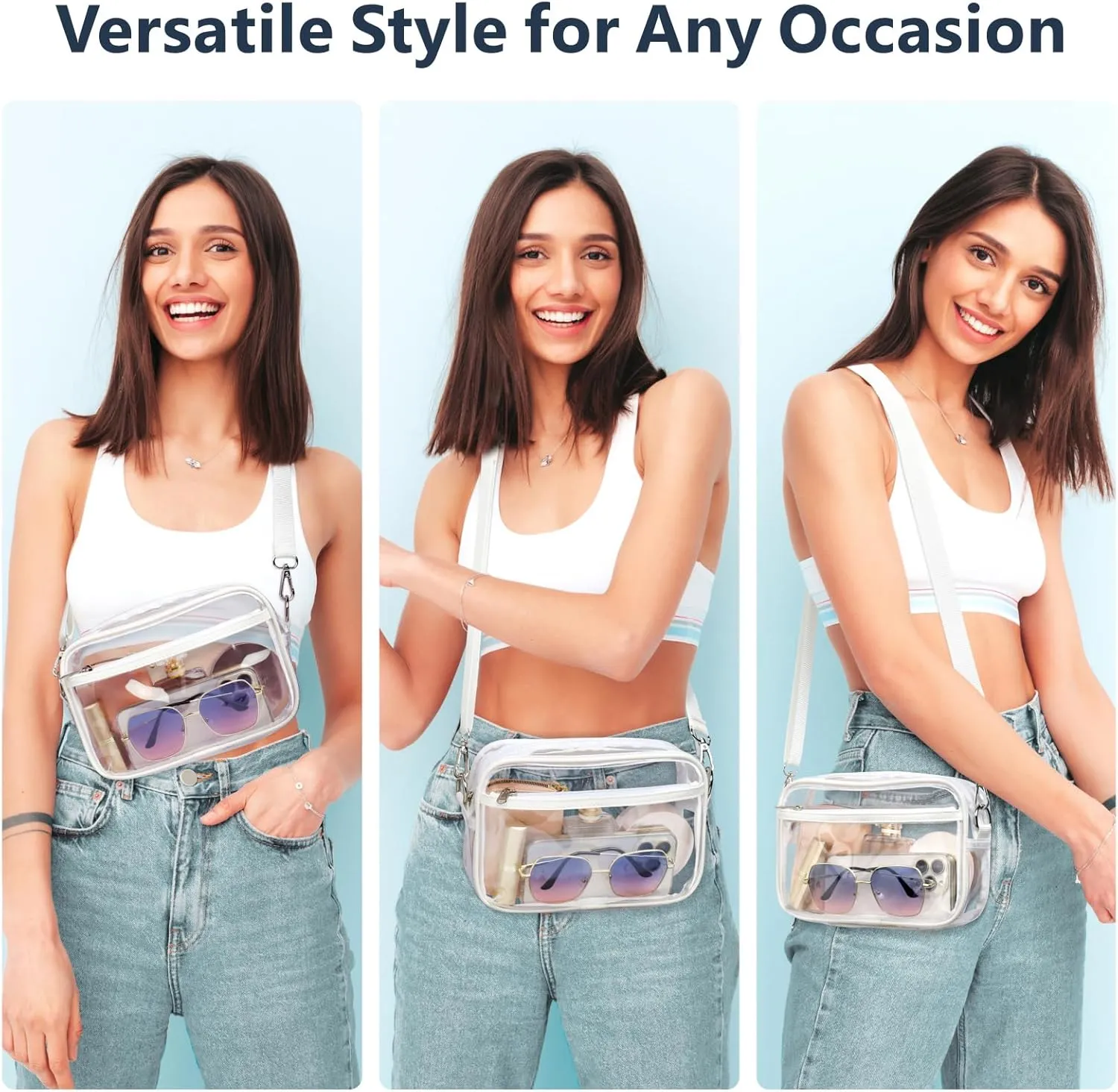 PACKISM Clear Bag for Stadium Events - Clear Purses for Women Stadium Crossbody Concert Bag for Game Day Sports, Festival