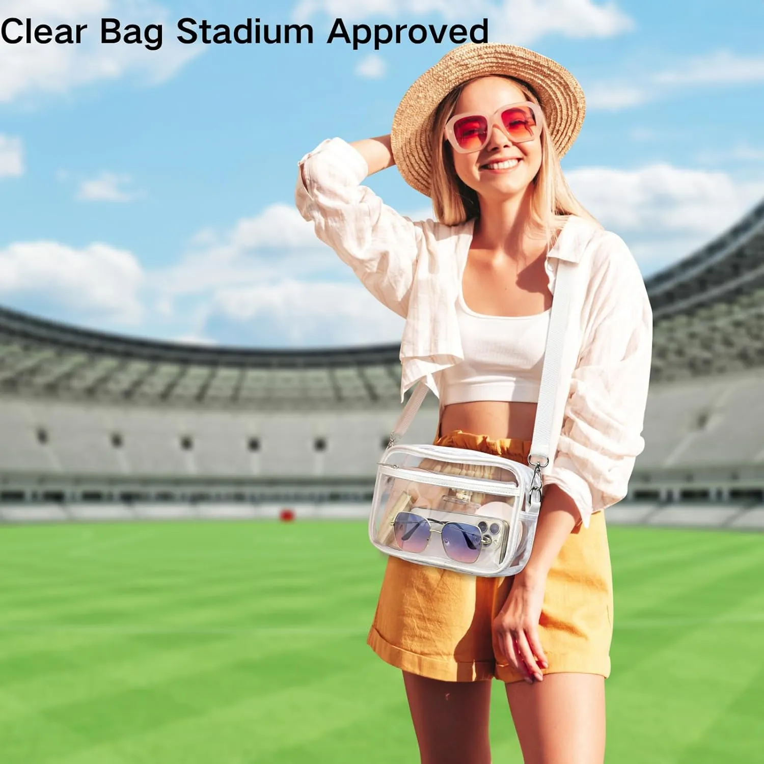 PACKISM Clear Bag for Stadium Events - Clear Purses for Women Stadium Crossbody Concert Bag for Game Day Sports, Festival