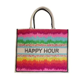 Personalized Beaded Chevron Stripe Tote