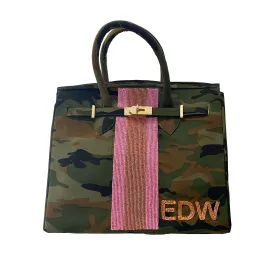 Personalized Camo & Beaded Stripe Tote