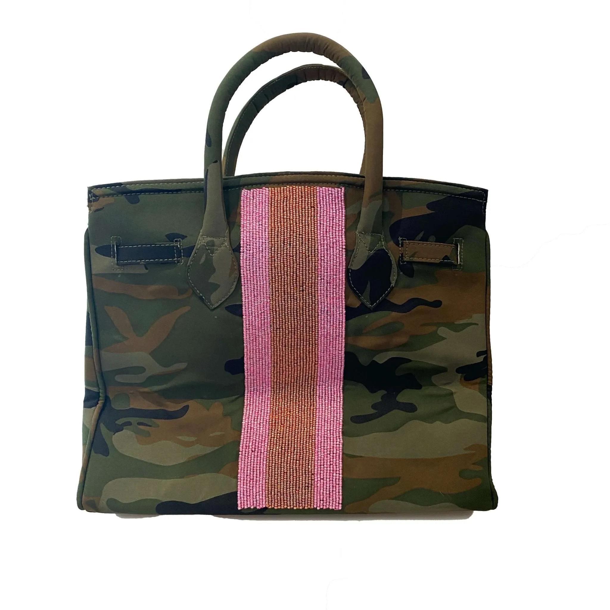 Personalized Camo & Beaded Stripe Tote