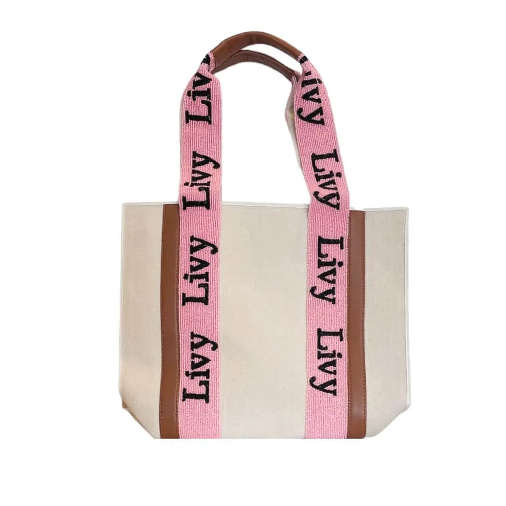 Personalized Handle Beaded Tote