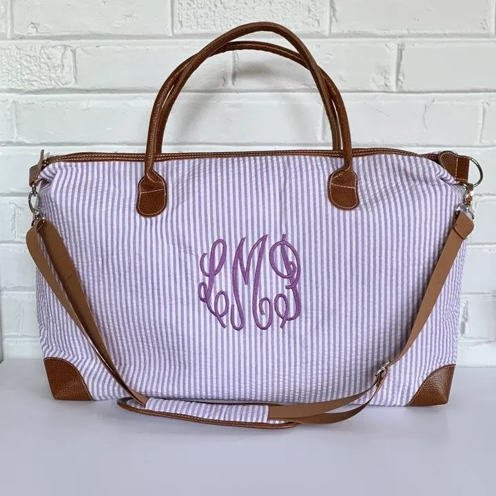 Personalized Seersucker Weekender Travel Bag