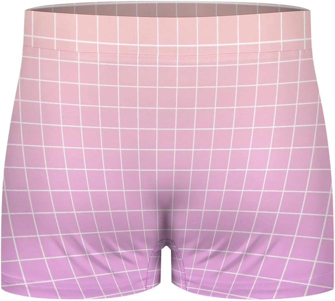 Pink Peach Ombre Grid Print Mens Underwear, Soft Boxers for Men, Moisture-Wicking Breathable Boxer Briefs