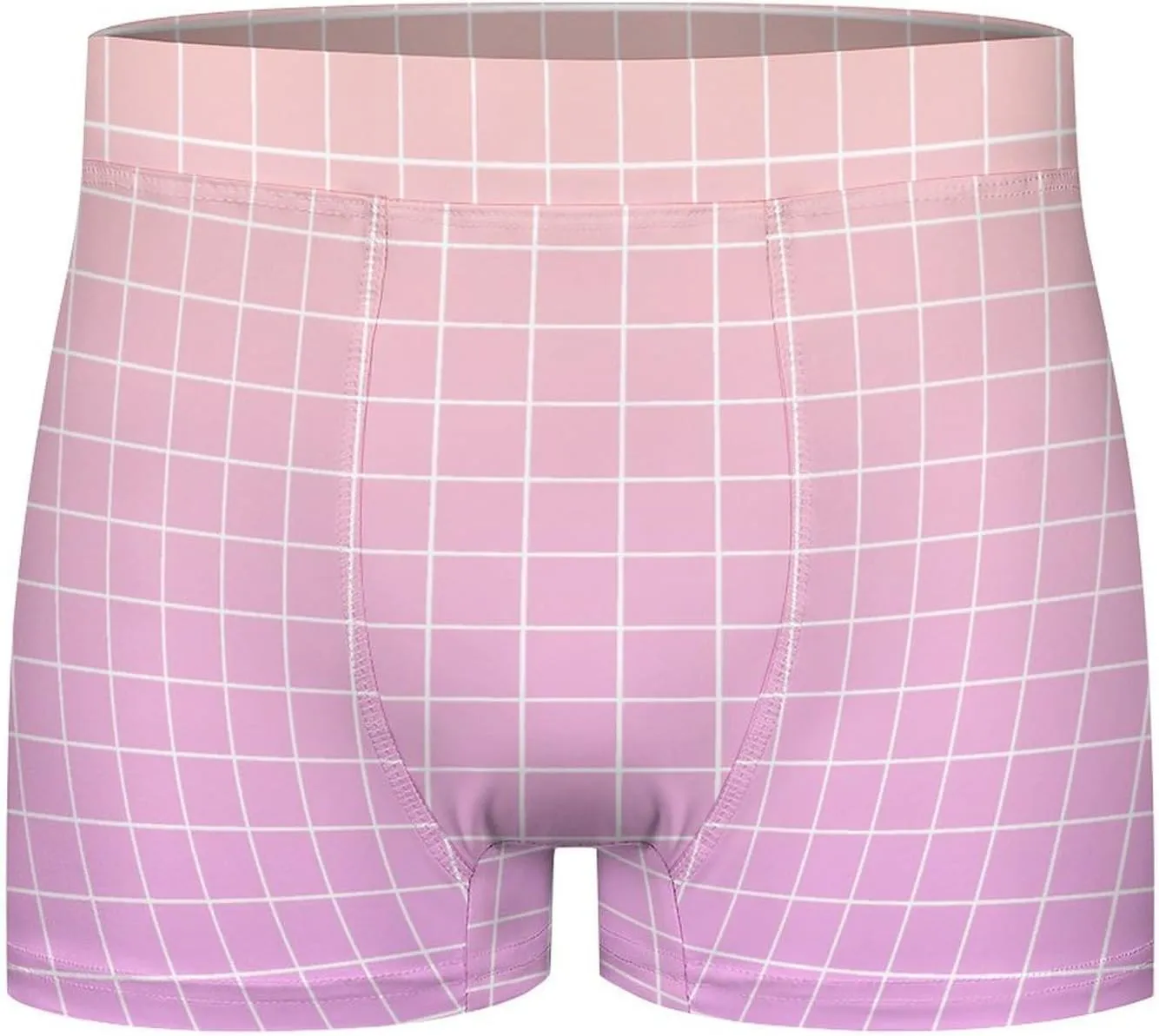 Pink Peach Ombre Grid Print Mens Underwear, Soft Boxers for Men, Moisture-Wicking Breathable Boxer Briefs