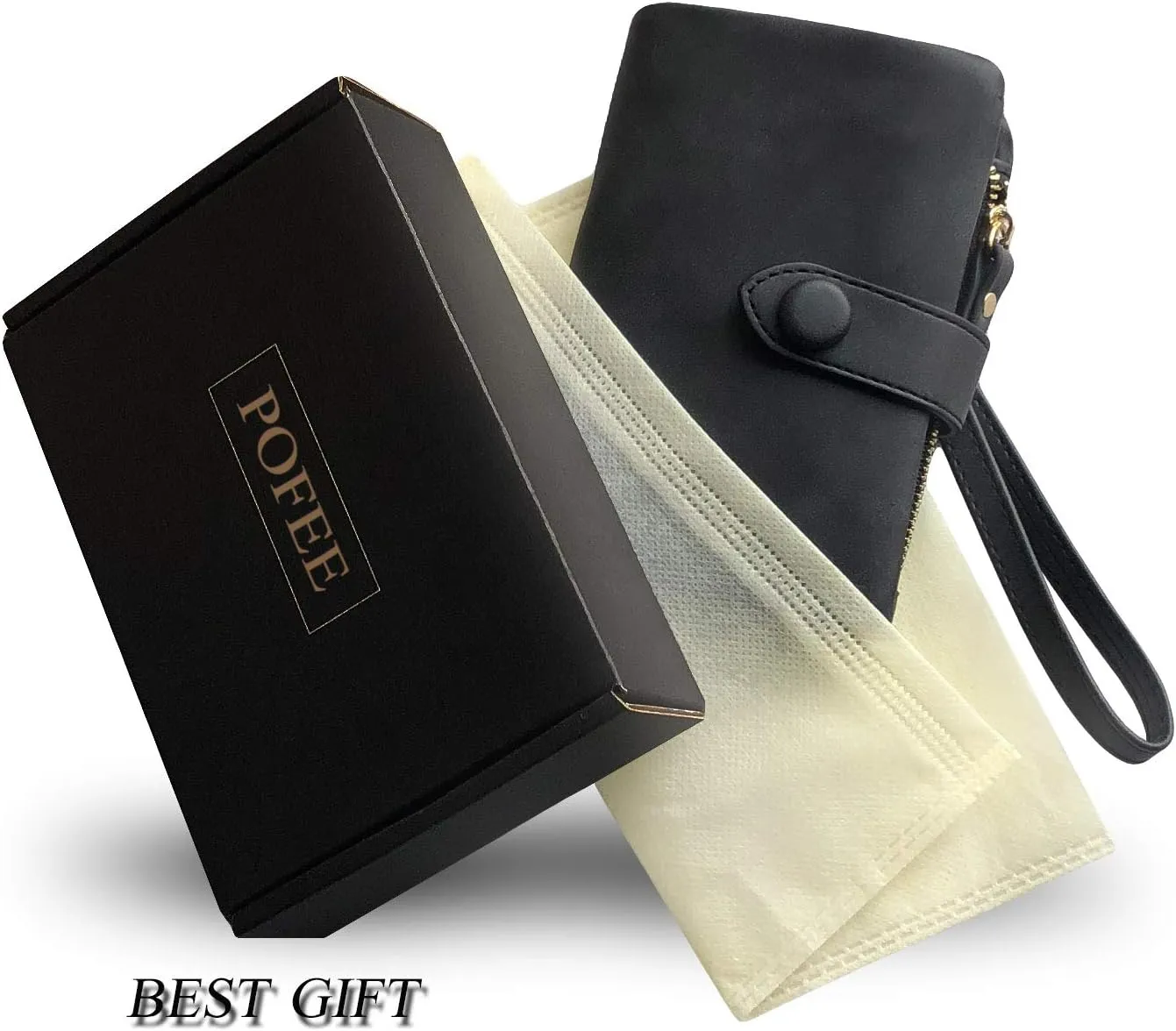 PofeeXIO Womens Small Bifold Leather Wallets RFID Ladies Wristlet with Card Slots id Window Zipper Coin Purse