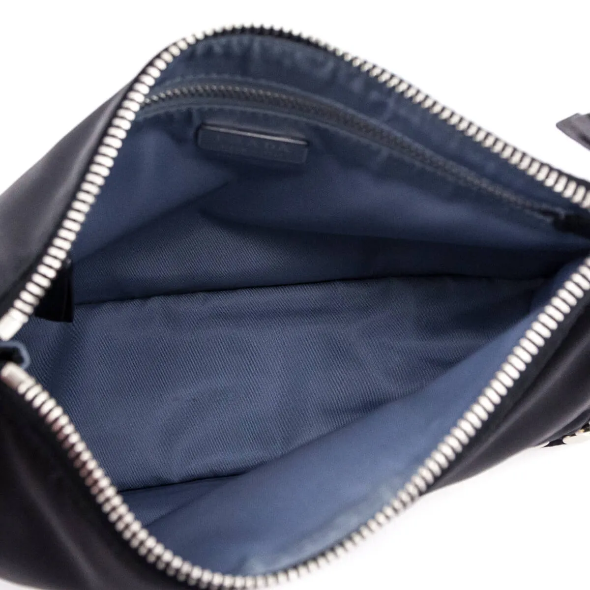 Prada Black Nylon Studded Etiquette Zip Shoulder Bag