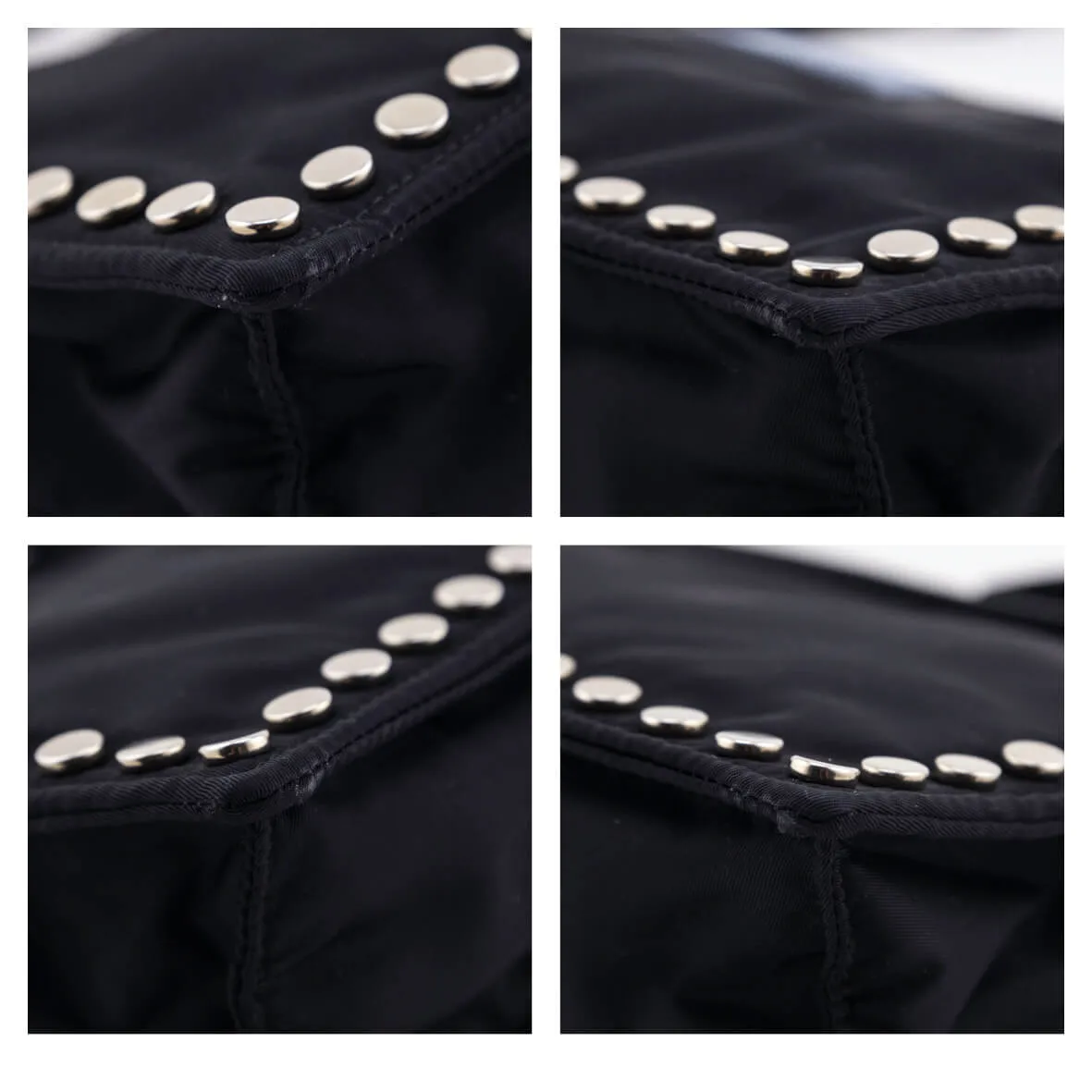 Prada Black Nylon Studded Etiquette Zip Shoulder Bag