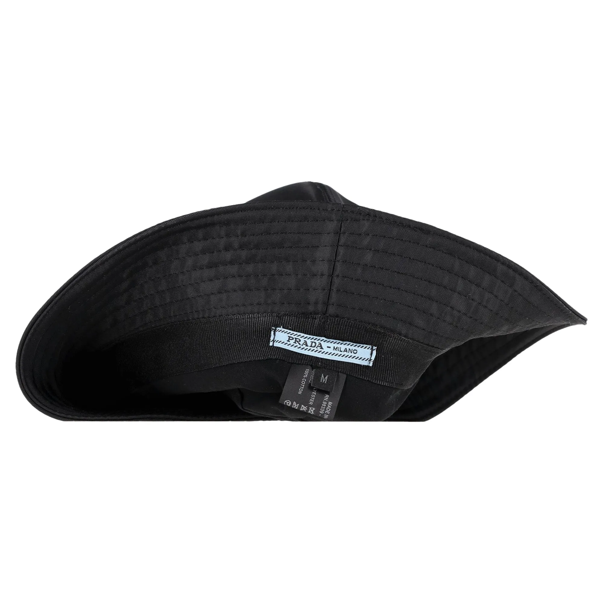 Prada Logo Plaque Bucket Hat in Black Nylon