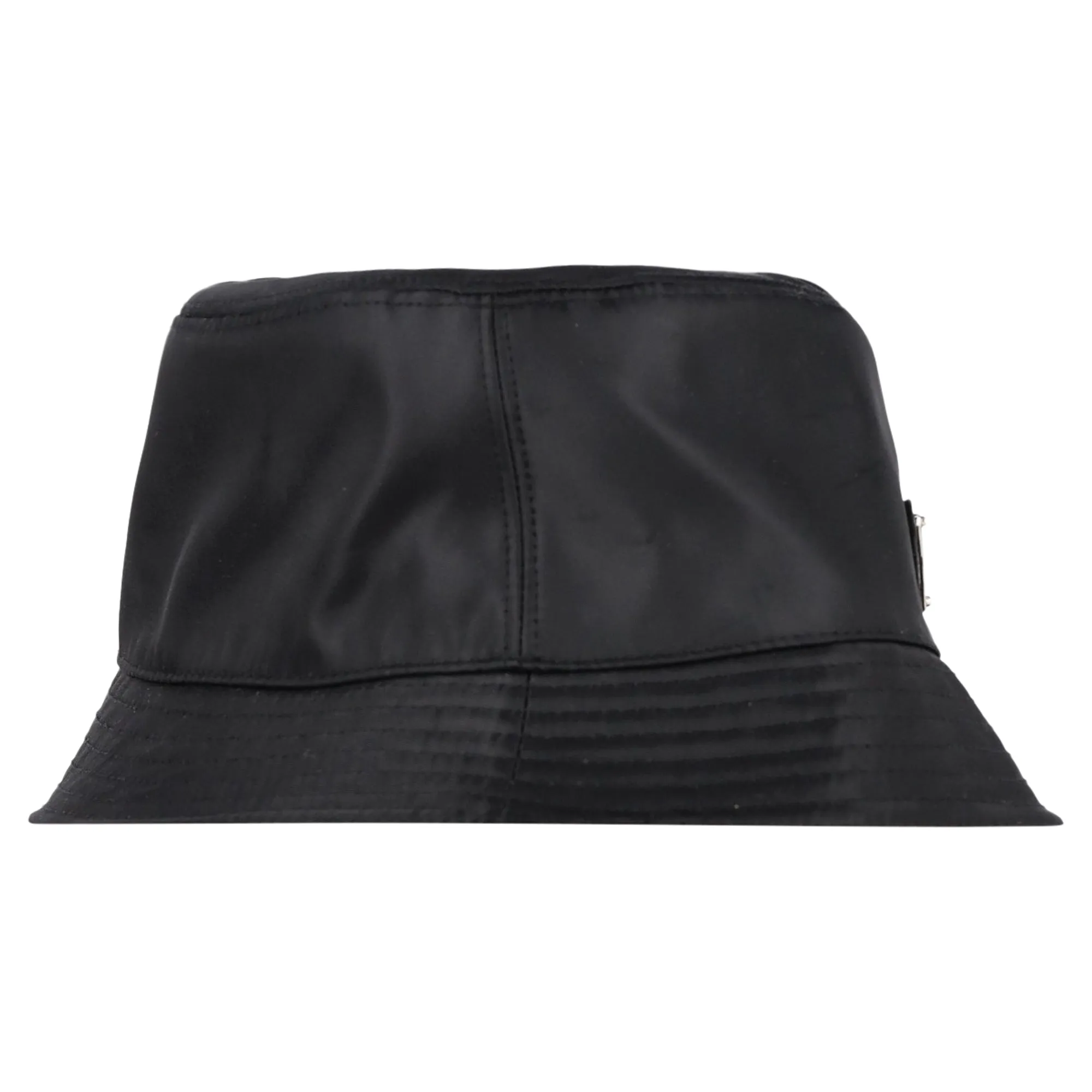 Prada Logo Plaque Bucket Hat in Black Nylon