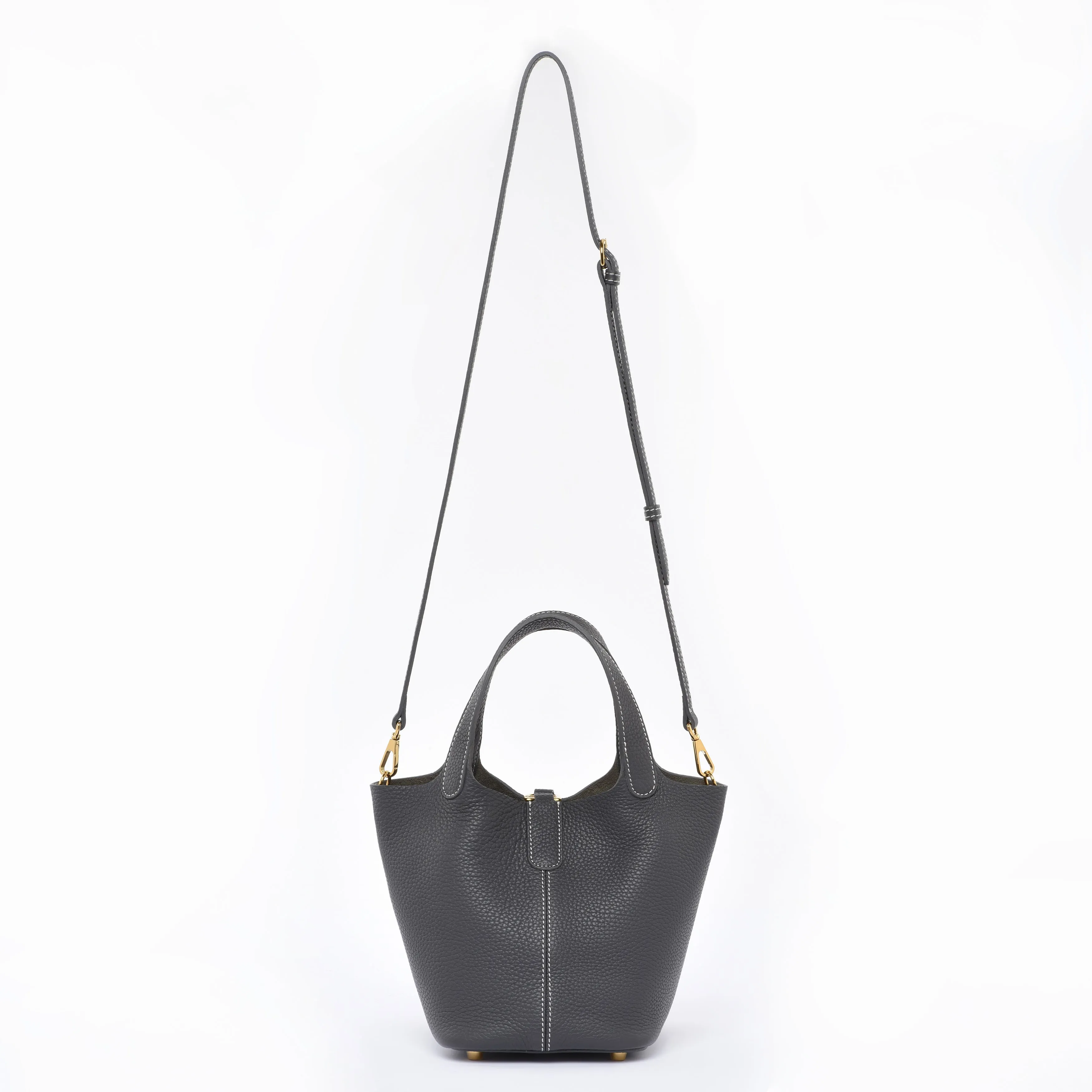 PRE ORDER Josette - Versatile Bucket Bag - Grained Cowhide - ELEPHANT GREY