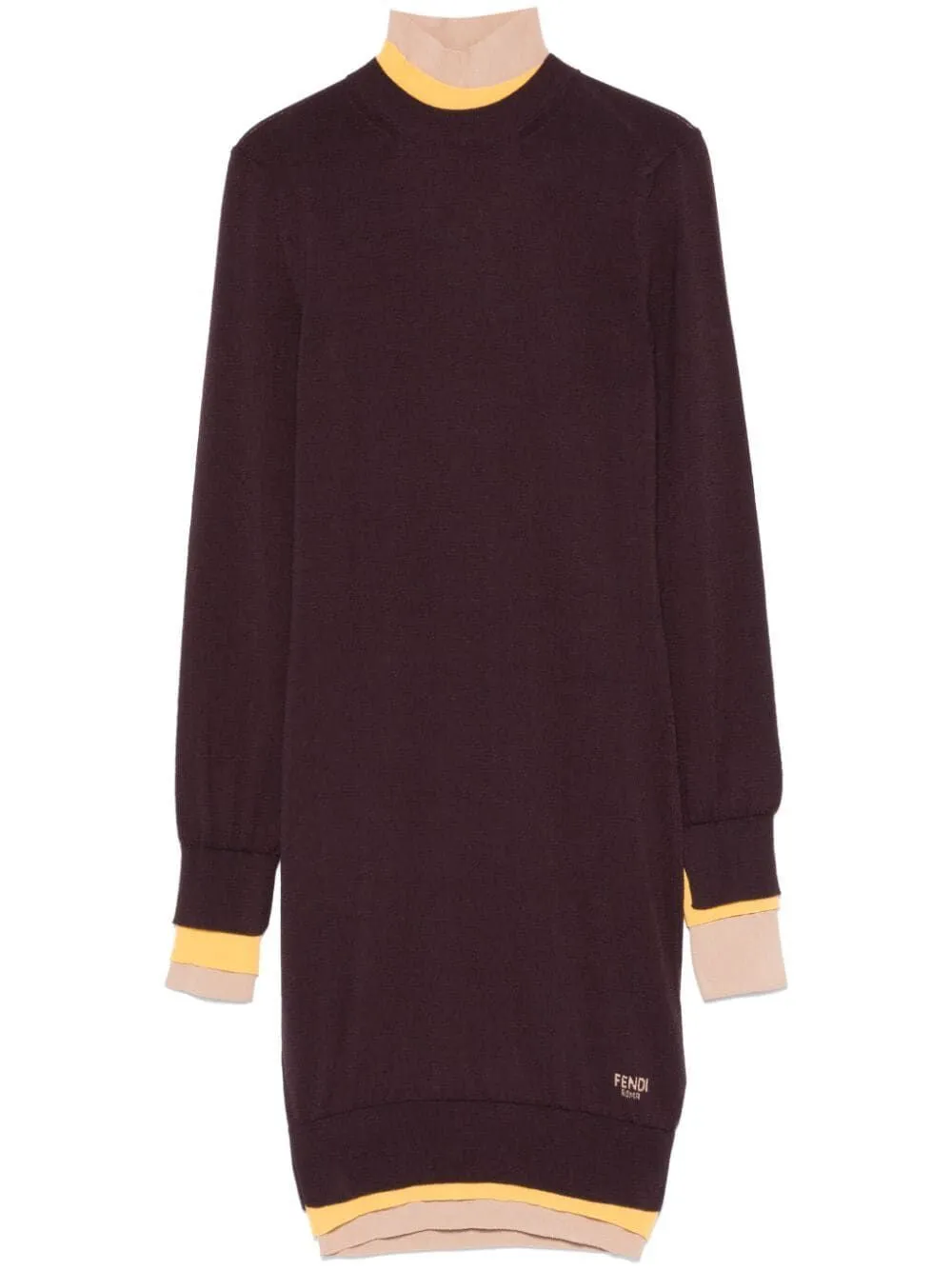 PURPLE ML DRESS WITH TWO-TONE NECK AND CUFFS