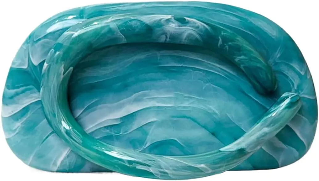 RomanticDesign Women Acrylic Metal Decor Handle Evening Clutch Purse Chic Chain Shoulder Bag for Party Prom Wedding