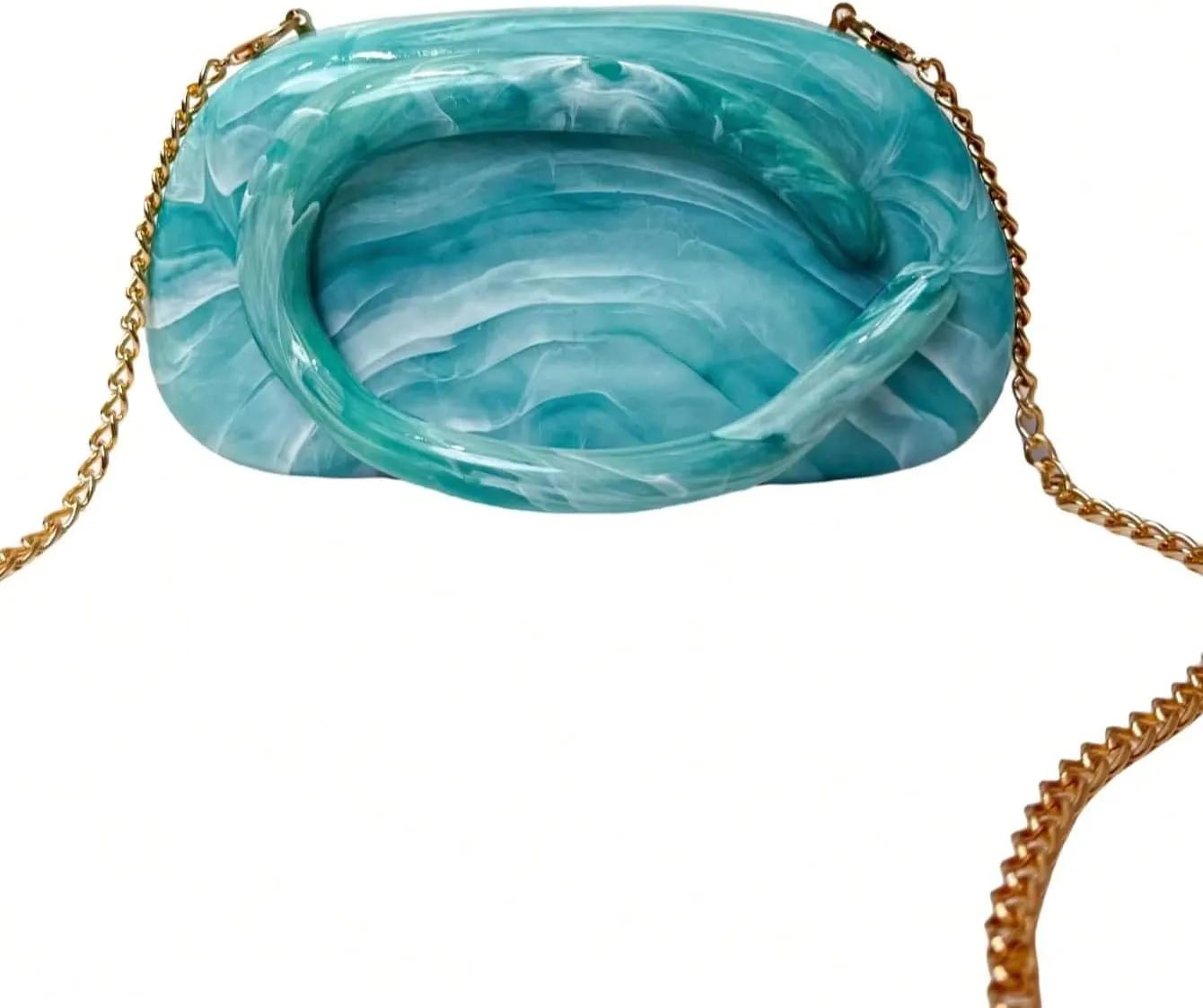 RomanticDesign Women Acrylic Metal Decor Handle Evening Clutch Purse Chic Chain Shoulder Bag for Party Prom Wedding