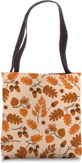 Seamless Pattern Autumn Falling Leaves with Acorns Tote Bag